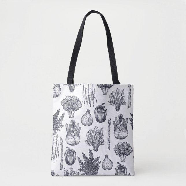 Fresh vegetables seamless pattern. Broccoli, carro Tote Bag (Front)