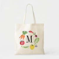 Fresh Vegetables Watercolor Monogram
