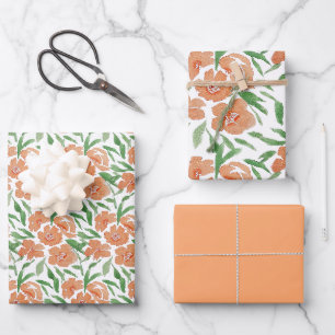 Fresh Vibrant Floral Watercolor Pattern Wrapping Paper Sheet