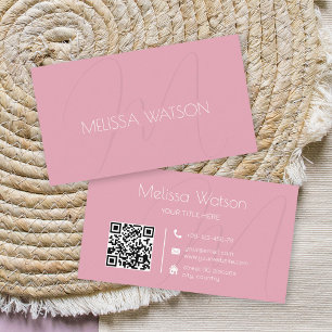Fresh vintage pink QR code feminine  Business Card