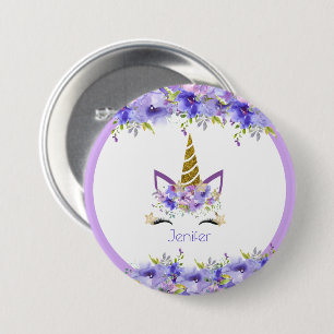 Fresh Violet Unicorn Birthday Decorations 7.5 Cm Round Badge