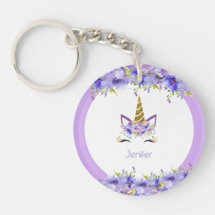 Fresh Violet Unicorn Birthday Decorations Key Ring