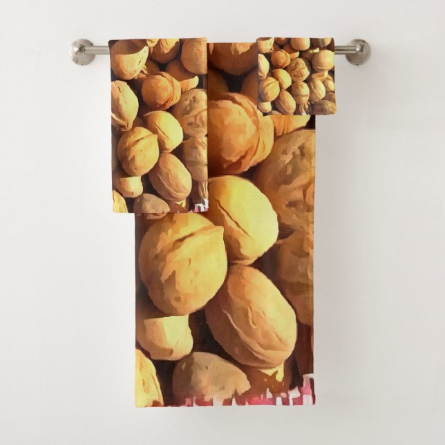Fresh Walnuts Hyperrealistic Painting Bath Towel Set (Insitu)