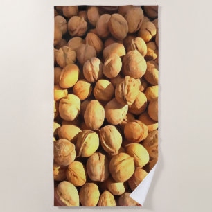 Fresh Walnuts Hyperrealistic Painting Beach Towel