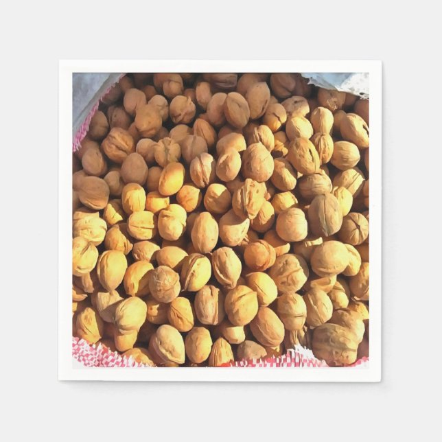 Fresh Walnuts Hyperrealistic Painting Napkin (Front)
