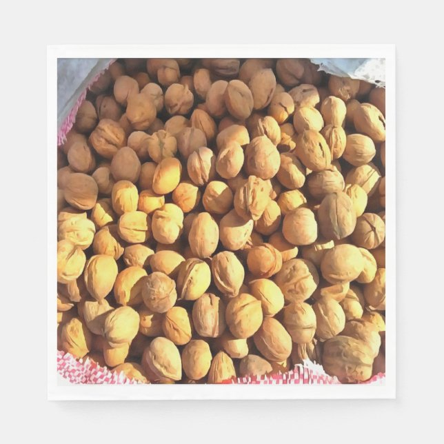 Fresh Walnuts Hyperrealistic Painting Napkin (Front)