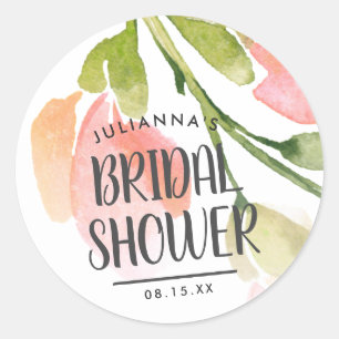 Fresh Watercolor Blooms Bridal Shower Favour Classic Round Sticker