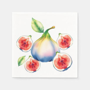 Fresh Watercolor Fig with Soft White Napkin