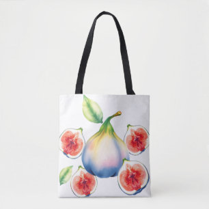 Fresh Watercolor Fig with Soft White  Tote Bag