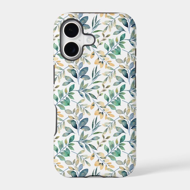 Fresh Watercolor Green and Yellow Leaf Pattern (Back)