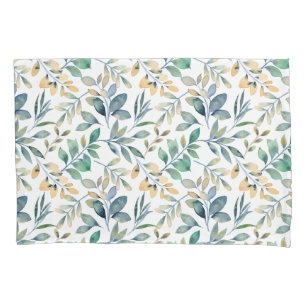 Fresh Watercolor Green and Yellow Leaf Pattern Pillowcase