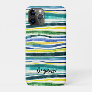 Fresh watercolor painted stripes iPhone 11 pro case