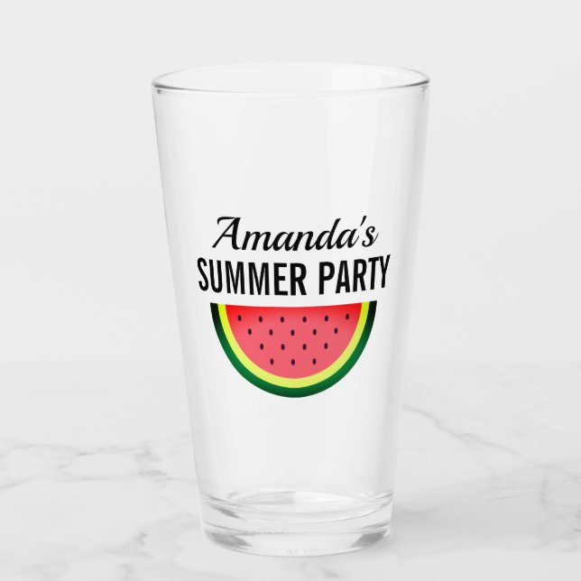 Fresh watermelon slice custom summer party drink glass (Front)