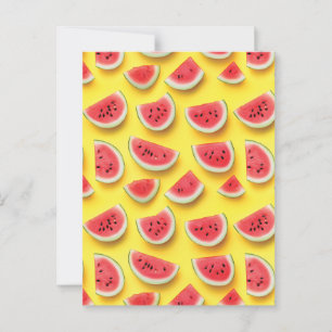 Fresh Watermelon Slices Pattern on Yellow  Postcard