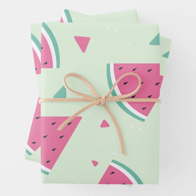 Fresh Watermelon Slices Pattern Wrapping Paper Sheet (In situ)