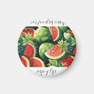Fresh watermelon with water drops magnet