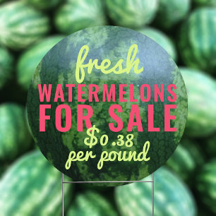Fresh Watermelons for Sale Business Outdoor Garden Sign