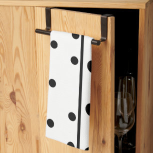 Fresh White Black Polka Dots Tea Towel