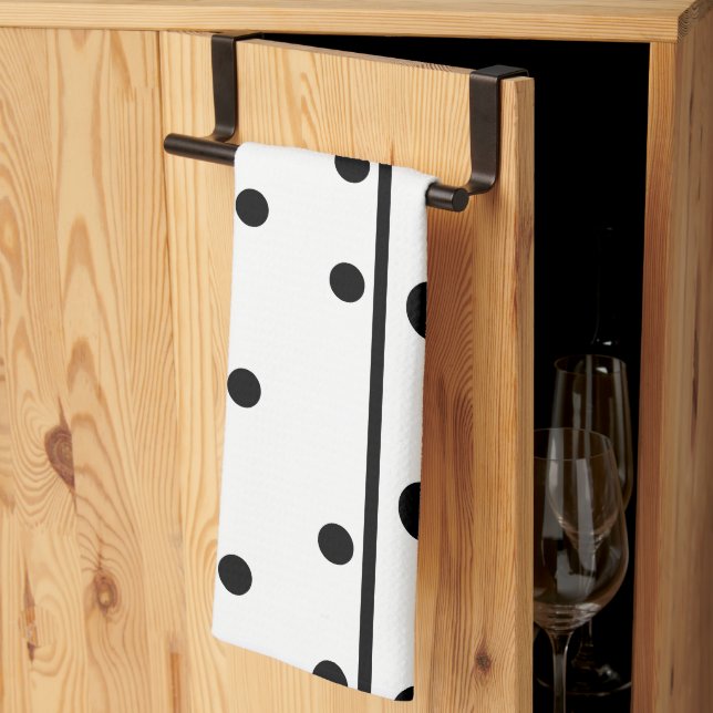 Fresh White Black Polka Dots Tea Towel (Thirds Fold)