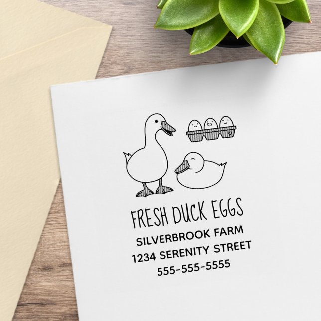 Fresh White Duck Eggs Farm Address Rubber Stamp (Creator Uploaded)