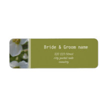 fresh white garden flowers address labels.