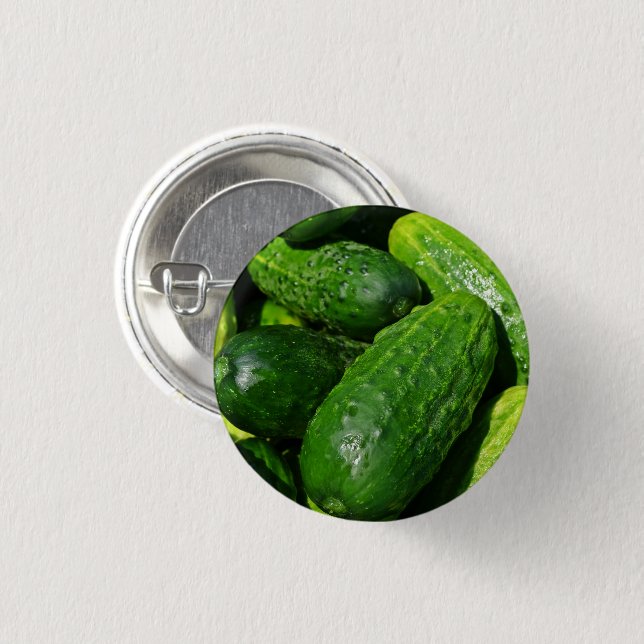 Fresh, Whole Cucumbers 3 Cm Round Badge (Front & Back)