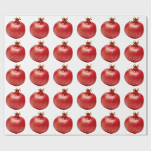 Fresh Whole Red Pomegranate Fruit Healthy Food Art Wrapping Paper