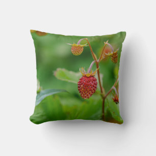 Fresh Wild Strawberry Green And Red Garden Photo Cushion