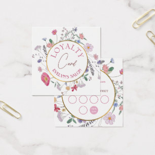 Fresh wildflowers gold circle loyalty card