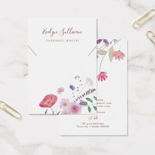 Fresh wildflowers necklace display card