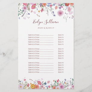 Fresh wildflowers price list flyer