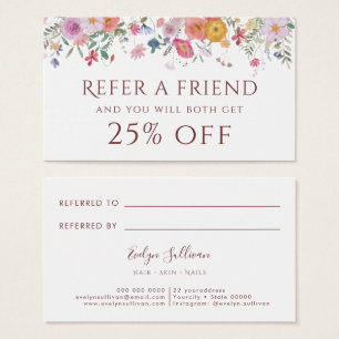 Fresh wildflowers referral card