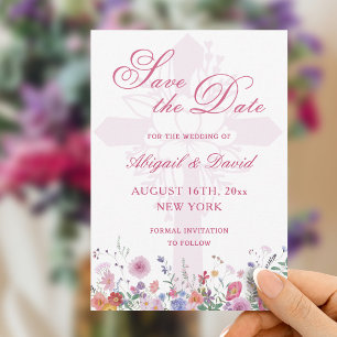 Fresh Wildflowers Religious Wedding Save The Date