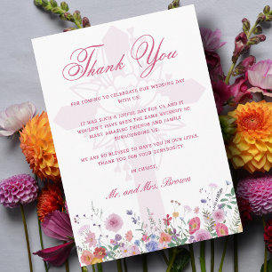 Fresh Wildflowers Religious Wedding Thank You Card