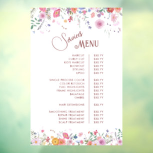 Fresh Wildflowers Services Menu Window Cling