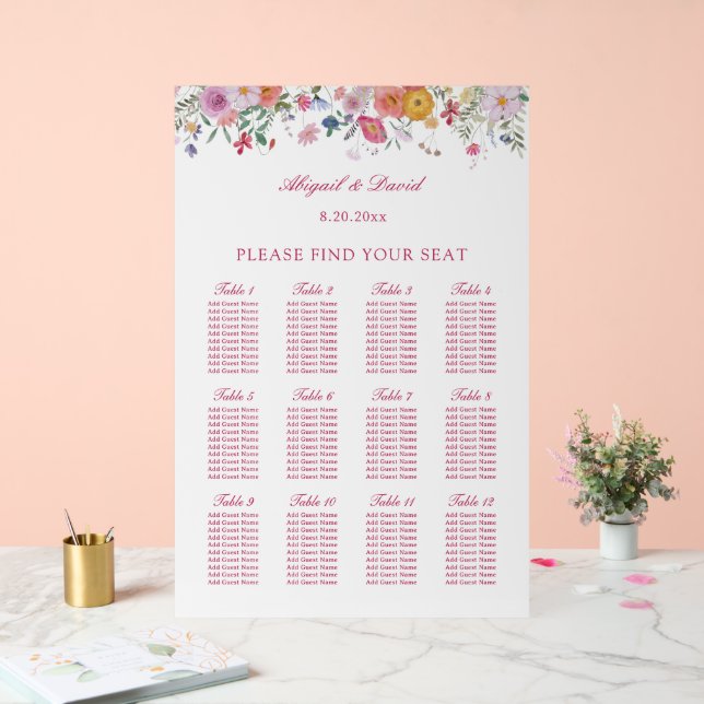 Fresh Wildflowers Wedding Acrylic Seating Chart (Wedding)