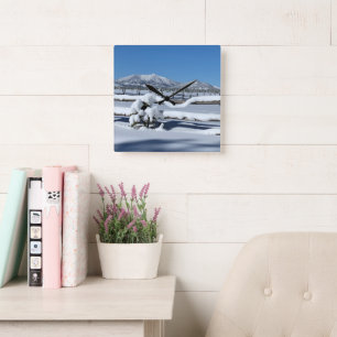 Fresh Winter Snow Scene In Northern Arizona Square Wall Clock