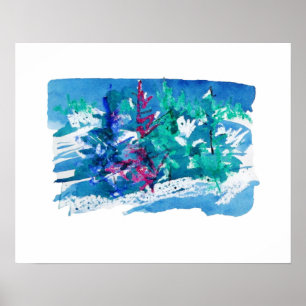 Fresh Winter Trees Painting / Artist Larry Lerew Poster