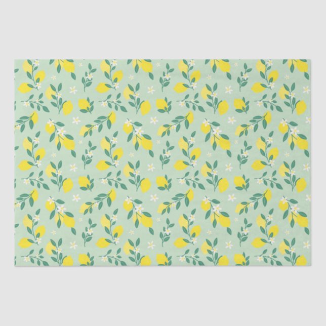 Fresh Yellow & Green Lemon Pattern Tissue Paper (Front)