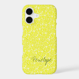 Fresh Yellow Lemon Slice Citrus Pattern with Name