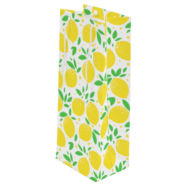 Fresh Yellow Lemons 3 Wine Gift Bag (Back Angled)