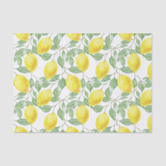 Fresh Yellow Lemons and Green Leaves Decoupage Tissue Paper