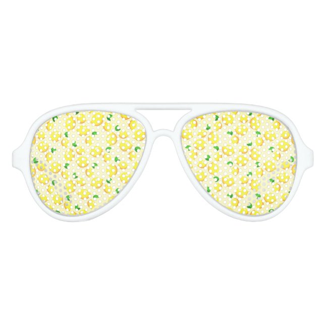 Fresh Yellow Lemons Aviator Sunglasses (Front)
