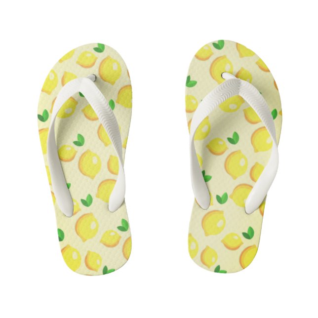 Fresh Yellow Lemons Kid's Flip Flops (Footbed)