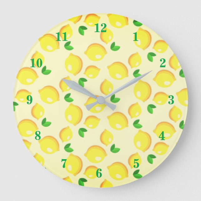 Fresh Yellow Lemons - Large Clock (Front)
