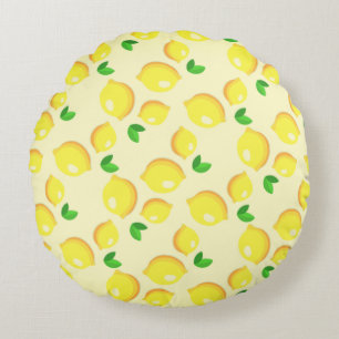 Fresh Yellow Lemons Round Cushion