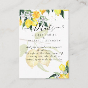 Fresh Yellow Lemons Wedding Enclosure Card
