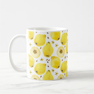 Fresh yellow quince fruits, watercolor seamless pa coffee mug