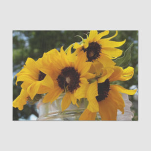 Fresh Yellow Sunflowers in a Jar Tissue Paper