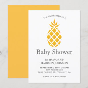 Fresh Yellow Tropical Pineapple Baby Shower Invitation